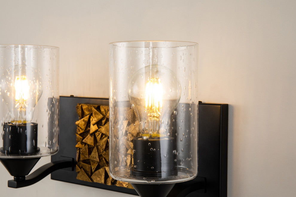 Bocage 2 Light Bath Vanity Light in Matte Black with Gold Accents