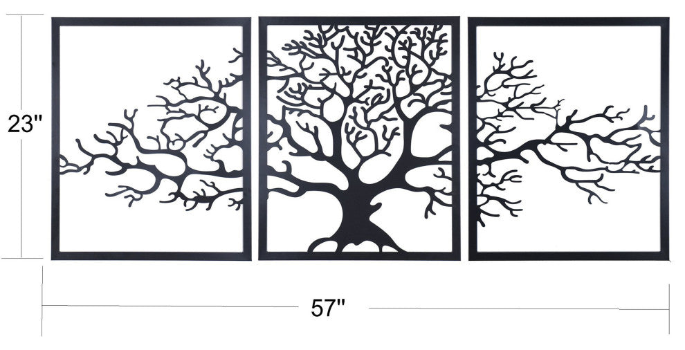 Three Paneled Tree Metal Wall Decor