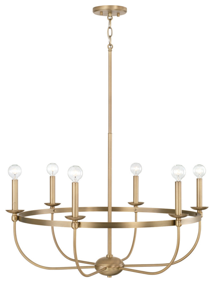 Capital Lighting 425161 Rylann 6 Light 30"W Ring Chandelier - Aged Brass