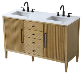Home Living 54" Double Bathroom Vanity, Linen Oak