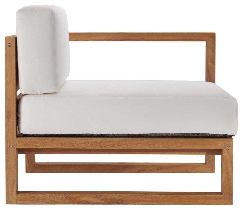 Upland Outdoor Patio Teak Wood 2-Piece Sectional Sofa Loveseat - Natural White