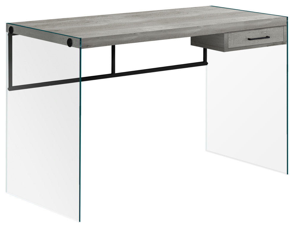 Computer Desk, Laptop, Storage Drawers, 48"L, Work, Laminate, Grey, Clear