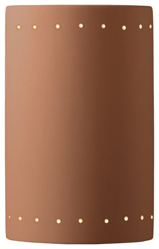 Ambiance Large Cylinder, Perfs Wall Sconce, Closed Top, Adobe, Dedicated LED