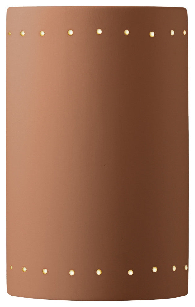 Ambiance Large Cylinder, Perfs Wall Sconce, Closed Top, Adobe, Dedicated LED