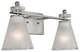 2 Light Bath Bracket, Brushed Nickel, Clear Outer & Sandblast Inner Glass