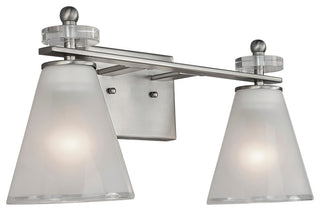 2 Light Bath Bracket, Brushed Nickel, Clear Outer & Sandblast Inner Glass