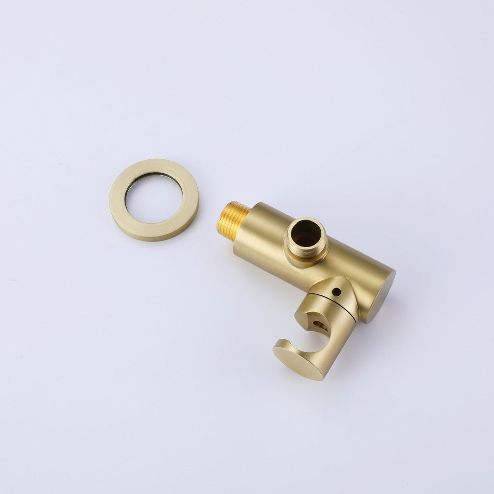 Tub Shower Faucet Set Complete Rain Shower System with Tub Spout, Brushed Gold