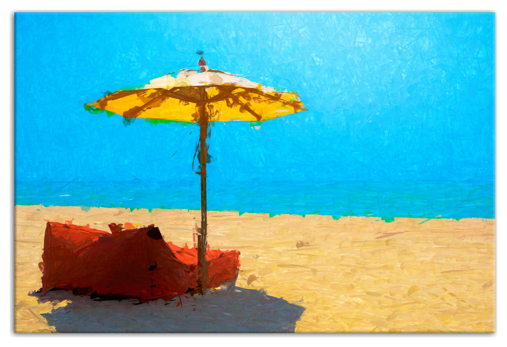 Bright Beach Umbrella 30x20 Canvas