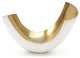 Elegant Metal Curve Vase, Glossy White / Gold, Large