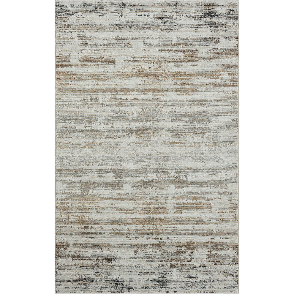 Brimah Gray/Ivory/Multi Distressed Stripe High-Low Indoor Area Rug, 7'9" X 9'9"