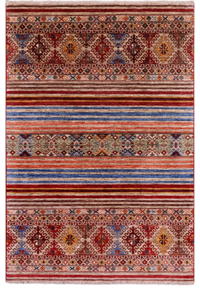 4' 0" X 6' 0" Super Kazak Khorjin Hand Knotted Rug Q5222