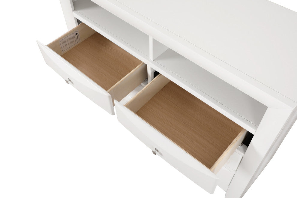 Marilla White 6 Drawer Chest of Drawers, 47"x17"x37"