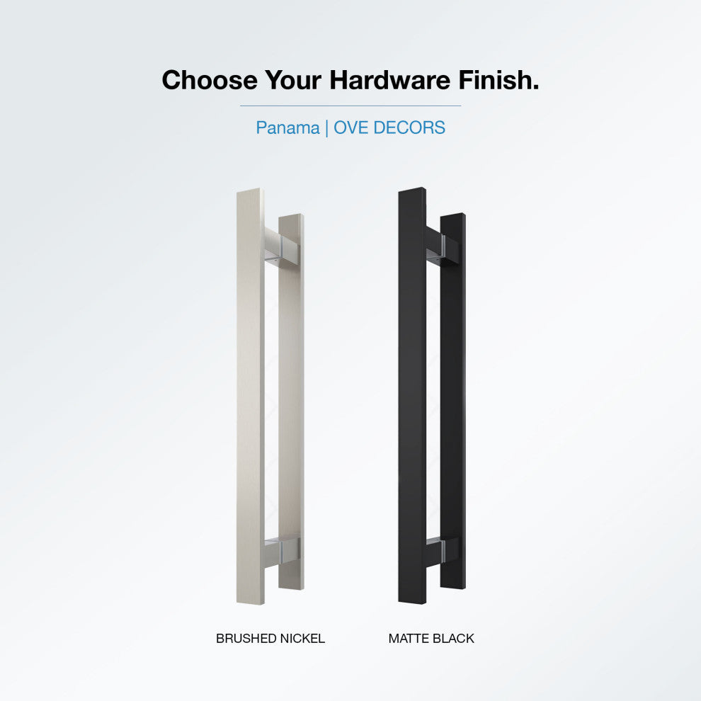 Panama Alcove Frameless Pivot Hinge Shower Door Kit With Base Pan, 2025, Black, 36x36"
