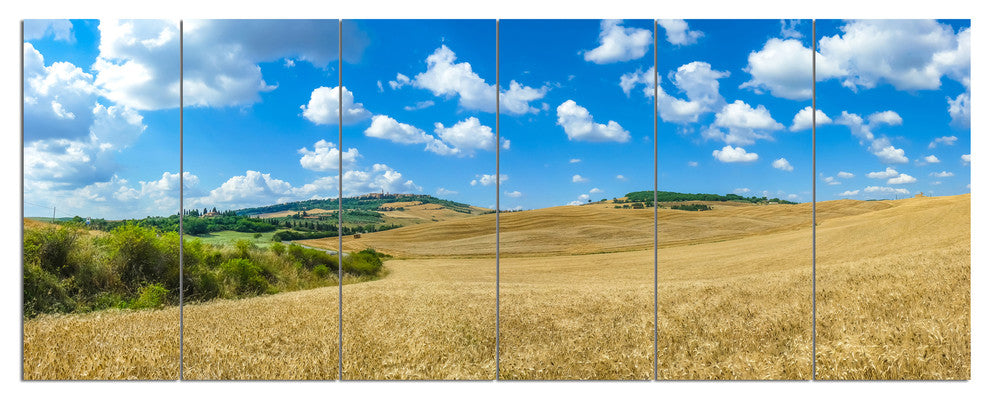 Town of Pienza Val d Orcia Italy, Landscape Canvas Art Print, 70"x28", 6 Panels