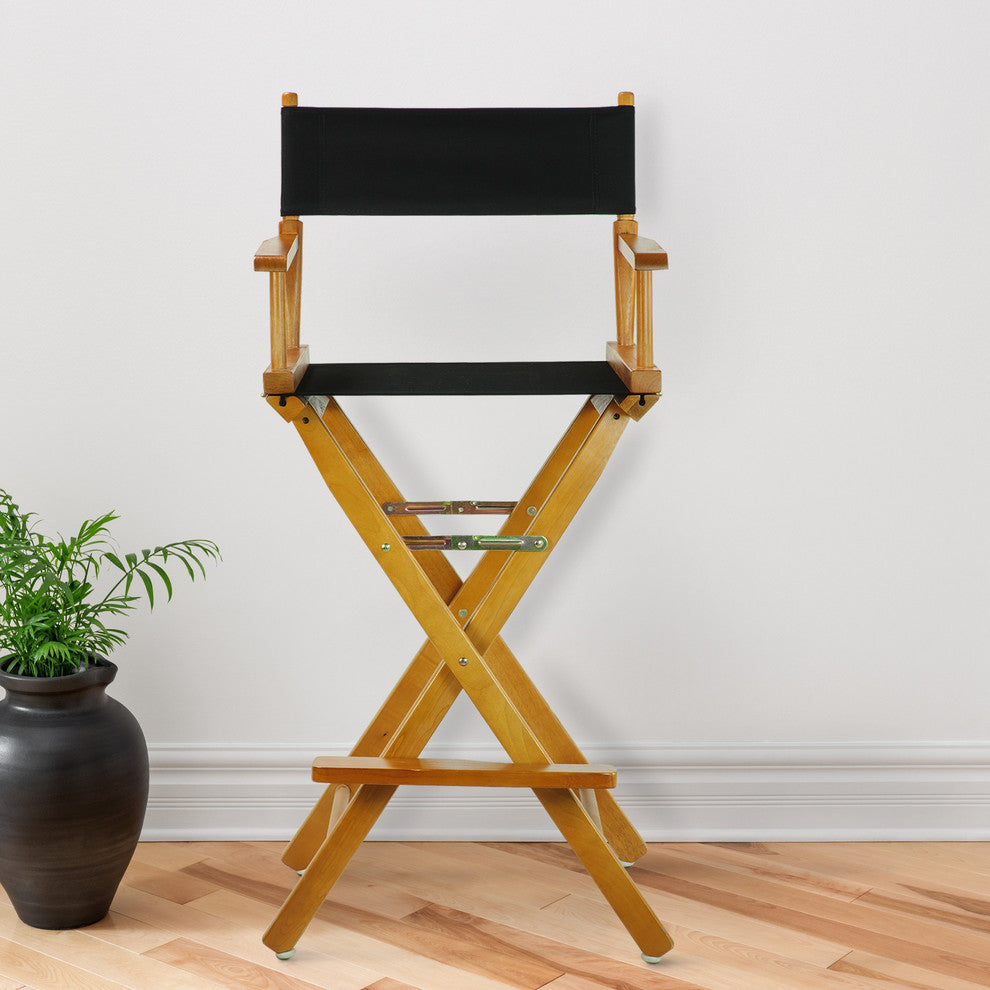030" Director's Chair Honey Oak Frame-Black Canvas