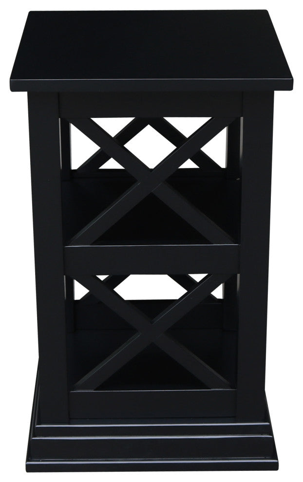 Hampton Accent Table With Shelves, Black