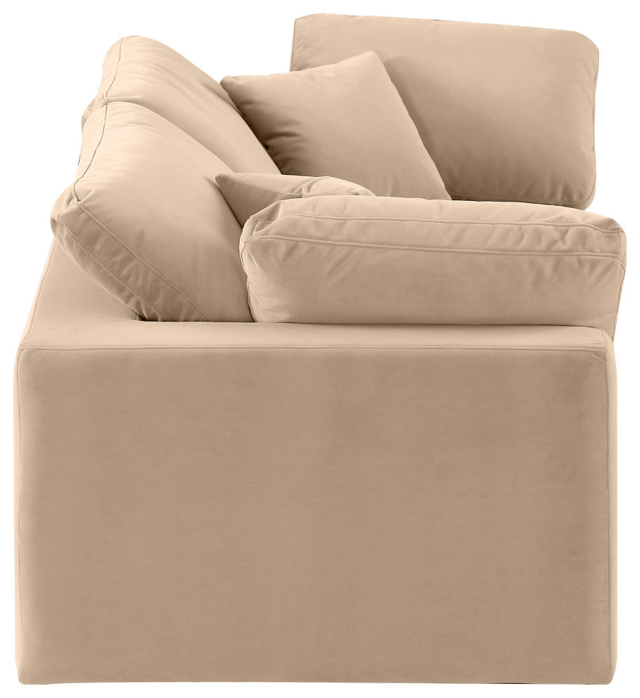 Comfy Upholstered Modular Sofa, Beige, 2-Piece: 2 Corner Chair, Velvet