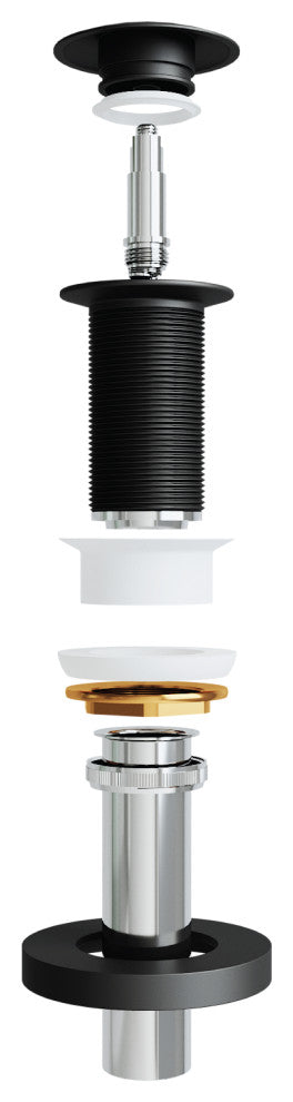 VIGO 1.75" W Bathroom Sink Pop-Up Drain, Matte Black, Without Overflow, Vessel, With Mounting Ring
