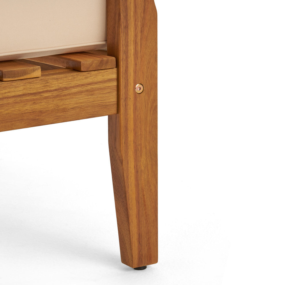 GDF Studio 4-Piece Peyton Acacia Wood Chat Set With Water Resistant Cushions, Beige