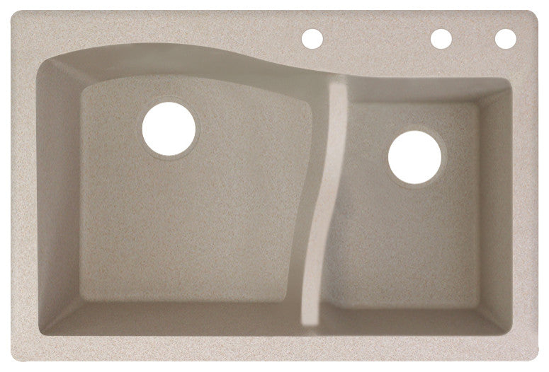 Aversa SilQ Granite 33"Drop-in Kitchen Sink with 3 Faucet Holes in Cafe Latte