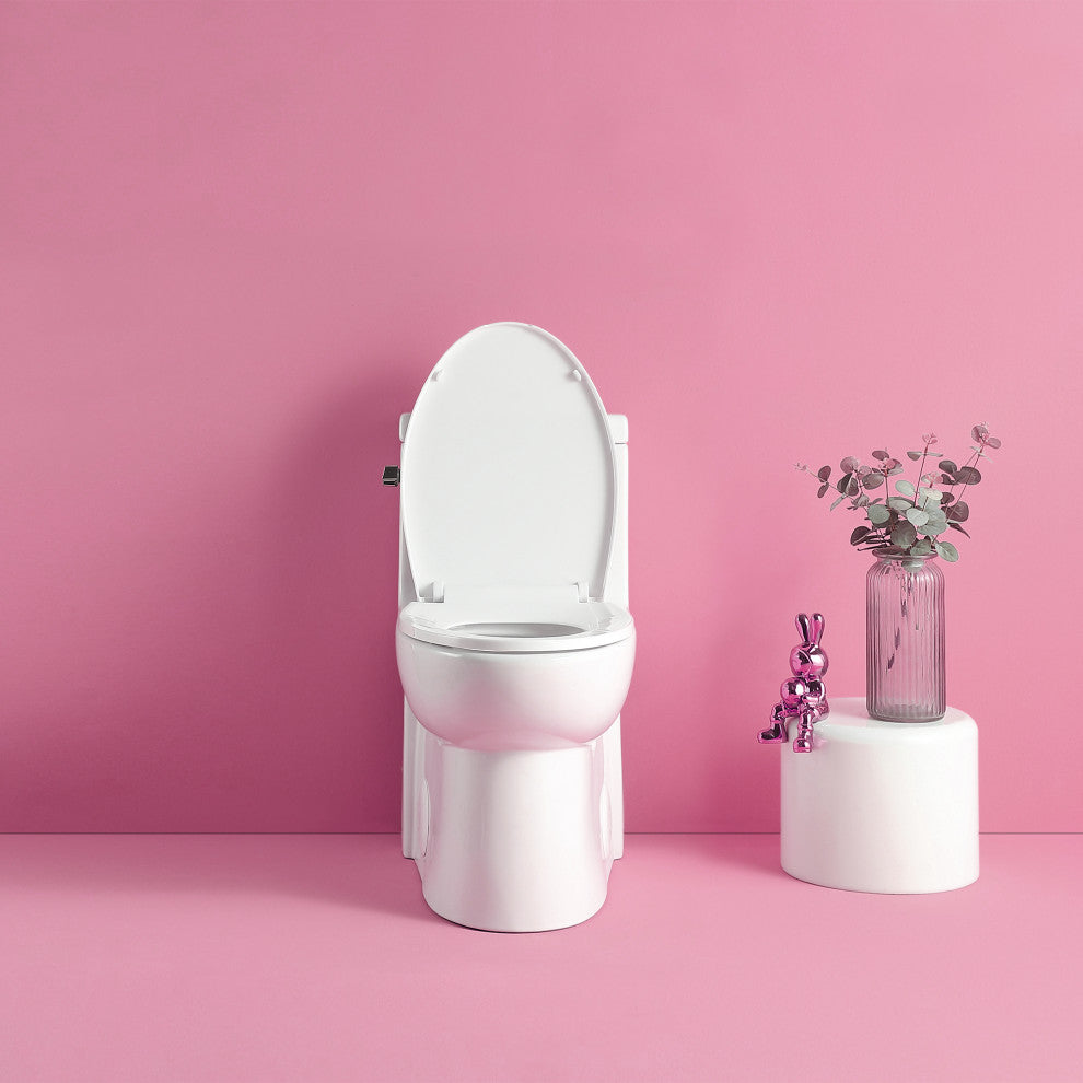 One-piece 1.28 GPF Single Flush Elongated Toilet with Soft-Close Seat