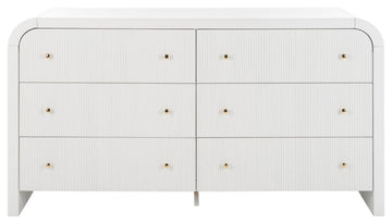 Safavieh Couture Liabella 6 Drawer Curved Dresser, White/Gold, White/Gold