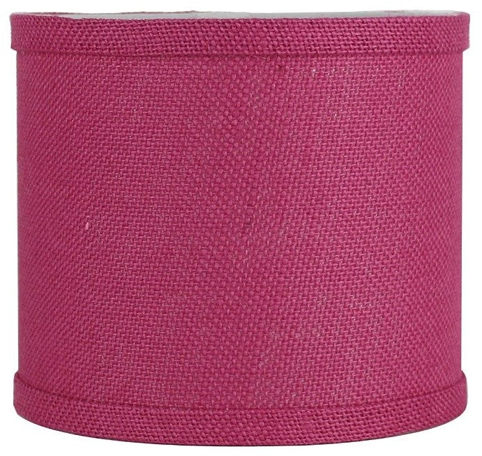 Classic Drum Burlap Lampshades, Fuchsia, 8"