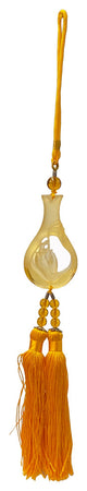 Crystal Glass Fengshui Fortune Yellow Lotus Hand Bottle Decor Tassel, Hws2191