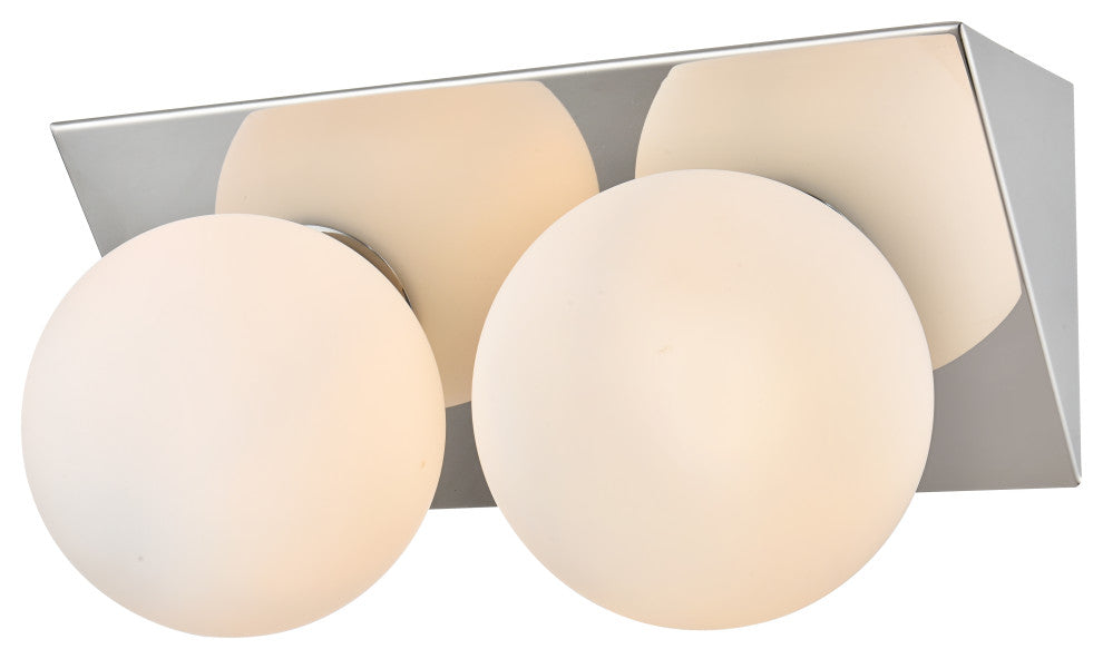 2 Light Chrome And Frosted White Bath Sconce