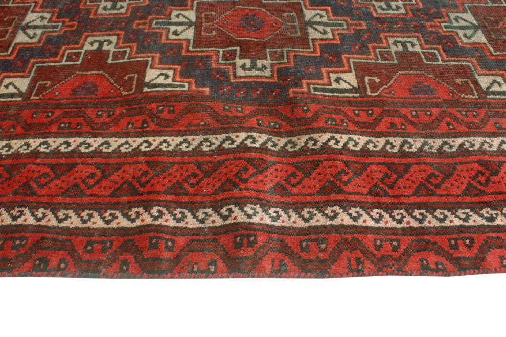 Vintage Distressed Andre Navy/Burgundy Runner, 4'2x7'9