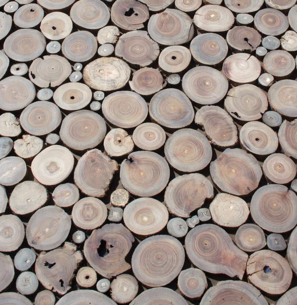 Teak Wood Coffee Table With Stainless Base