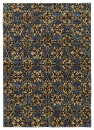Adeline Floral Panel Traditional Area Rug, Blue, 6'7"x9'6"