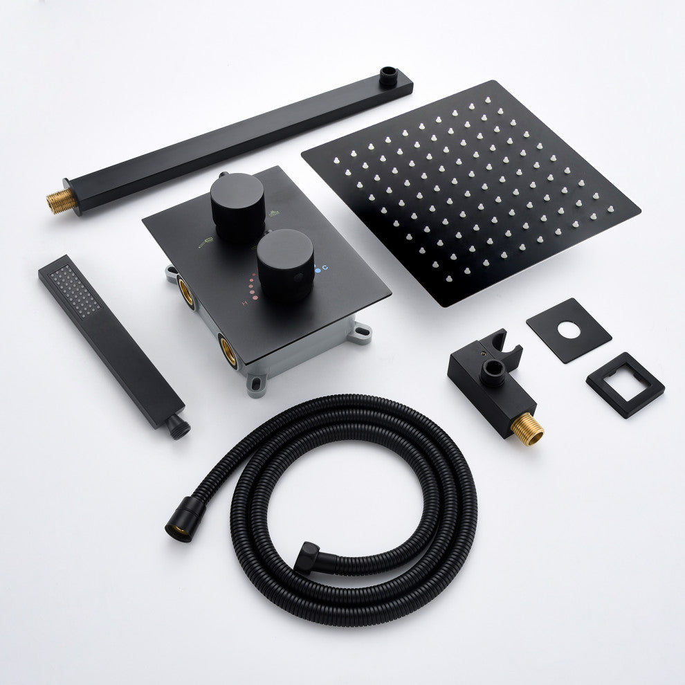 Thermostatic Rain Shower System with Hand Shower and Rough-in Valve