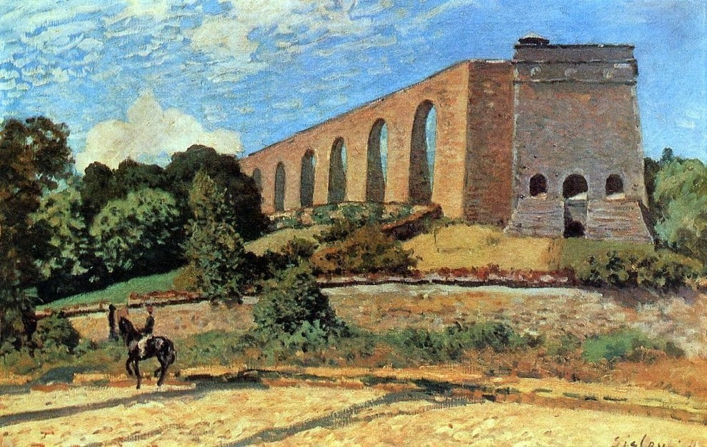 Alfred Sisley Aqueduct at Marly, 18"x27" Wall Decal