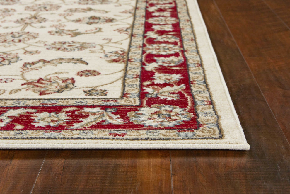 HomeRoots 9' x 12' Polypropylene Ivory or Red Area Rug