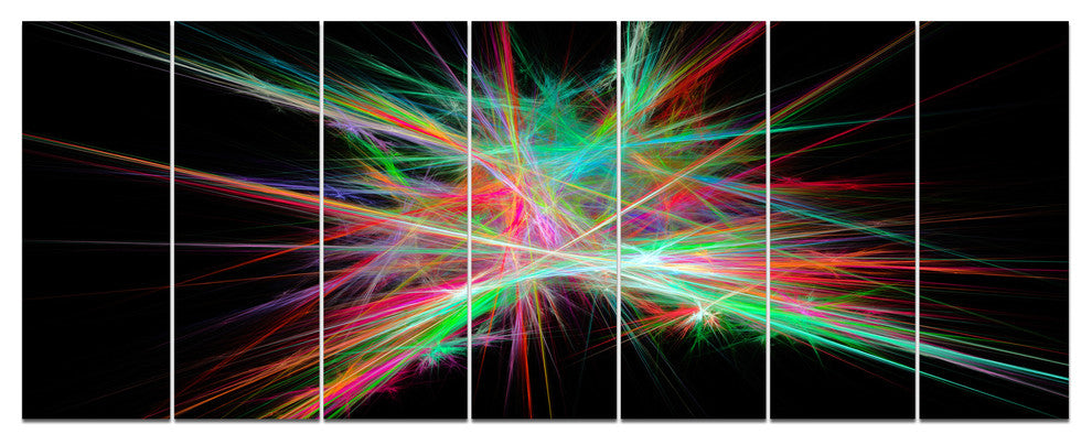 Green Red Spectrum of Light, Abstract Canvas Art Print, 83"x32", 7 Panels