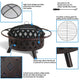Sunnydaze Bronze Crossweave Wood Burning Fire Pit With Spark Screen, 30"
