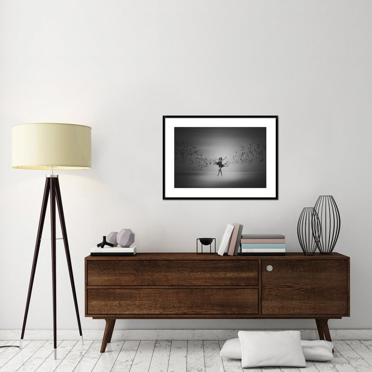 "Ballerina Flight Of Birds" Framed Digital Print by Mark Biwit, 38"x28"