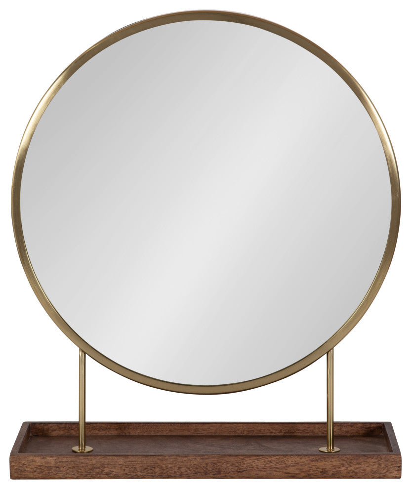 Maxfield Round Tabletop Mirror, Gold, 18x22