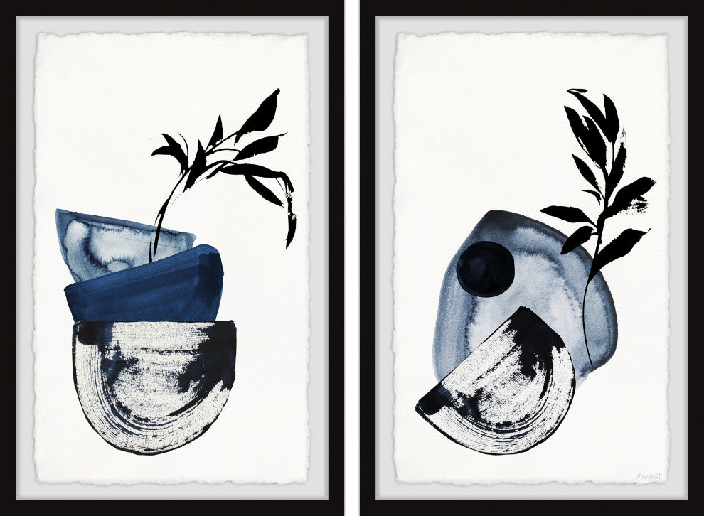 Blue Vase Centerpiece Diptych, 2-Piece Set, 8x12 Panels