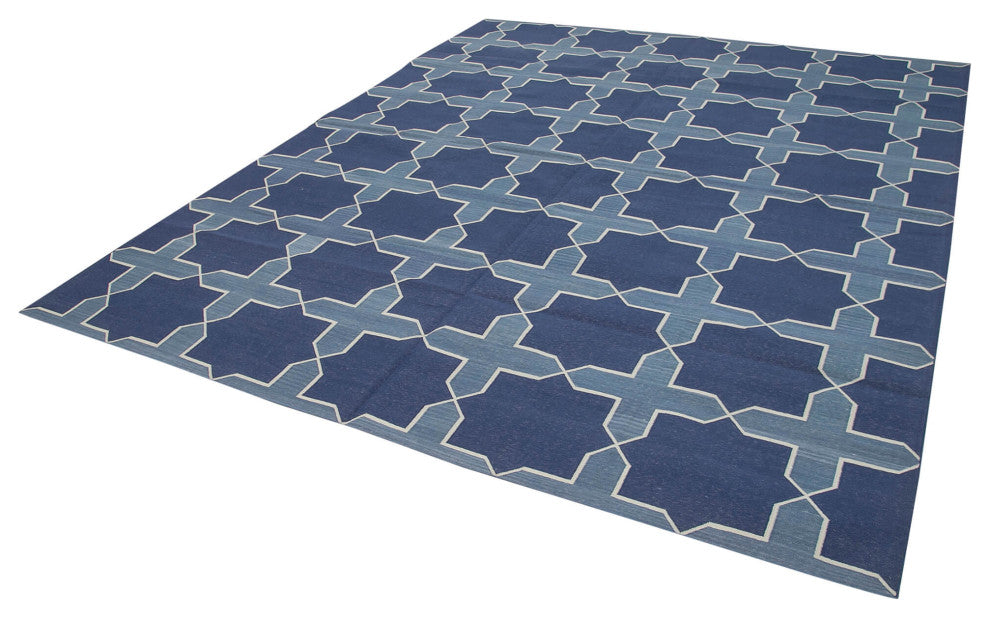 Rug N Carpet - Handmade Wool 8' 2'' x 9' 10'' Flatweave Dhurrie Kilim Rug