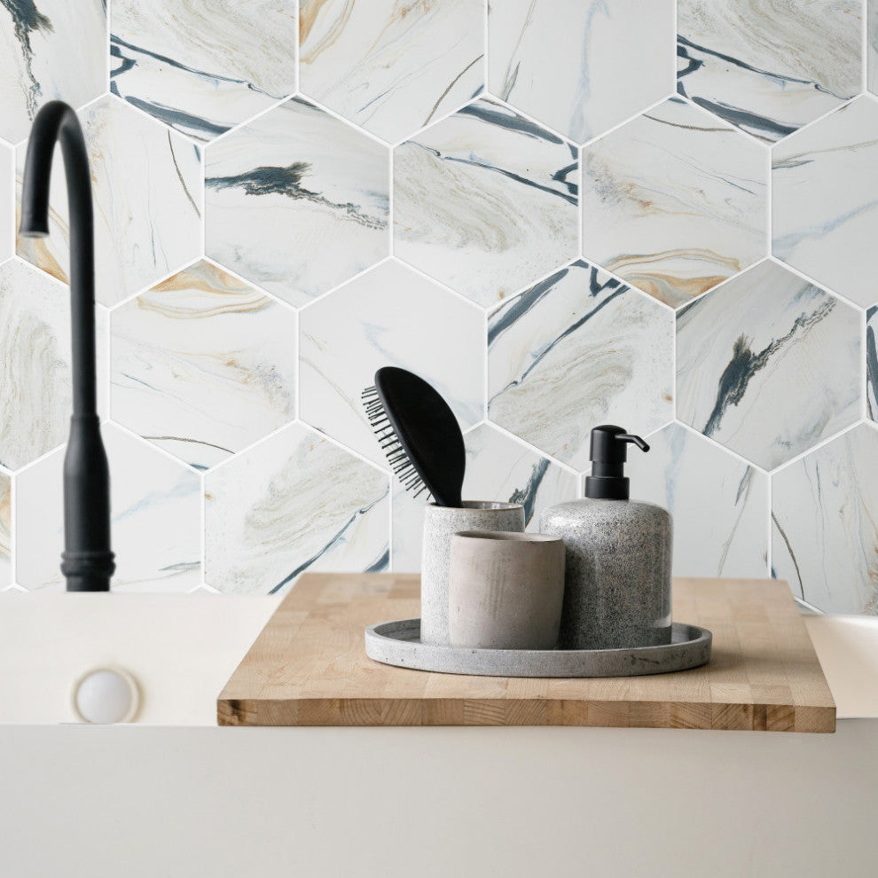 Marmaris Hex Porcelain Floor and Wall Tile Sample