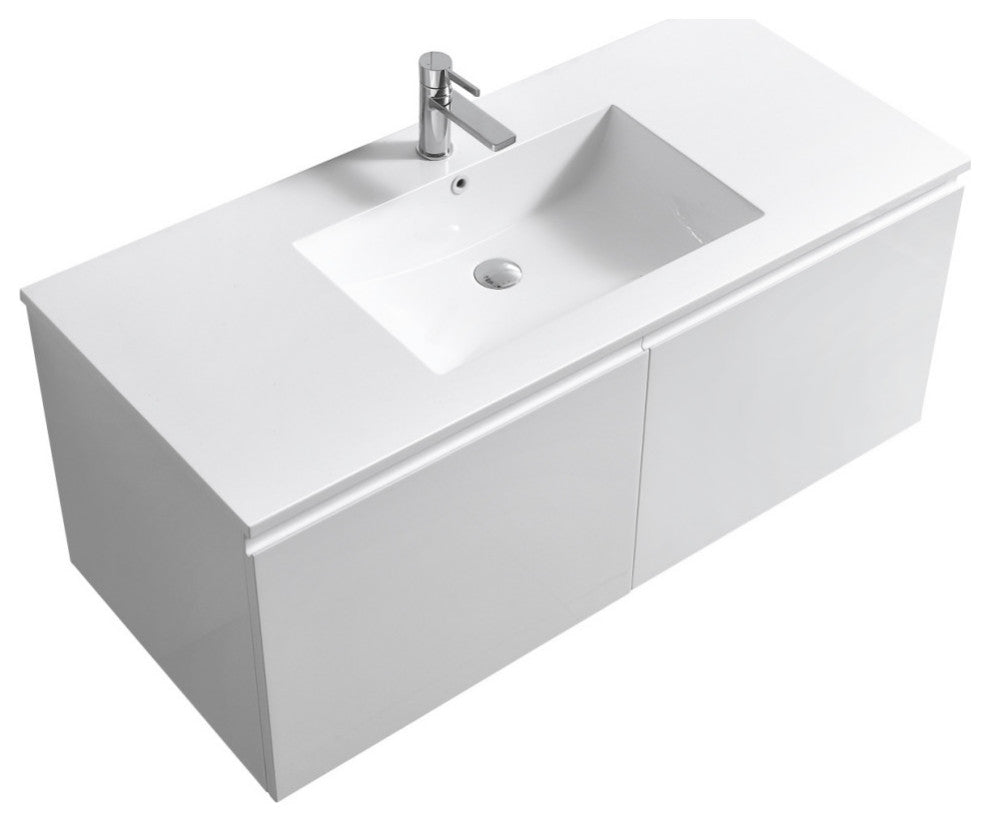 Balli 48'' Single Sink Wall Mount Modern Bathroom Vanity, High Gloss White
