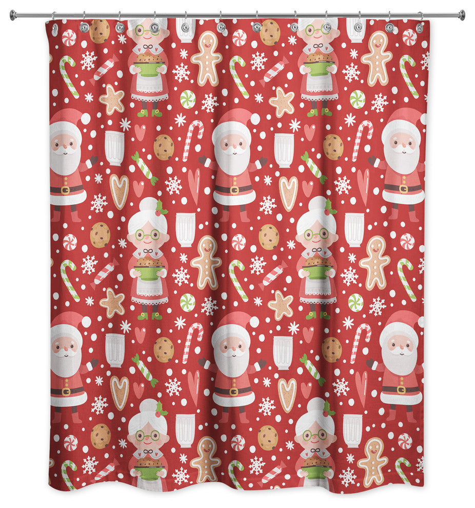 Mr. and Mrs. Claus Pattern 71x74 Shower Curtain