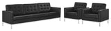 Loft 3 Piece Tufted Upholstered Faux Leather Set Silver Black