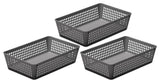 Plastic Storage Baskets for Office Drawer/Desk, Set of 3, Gray