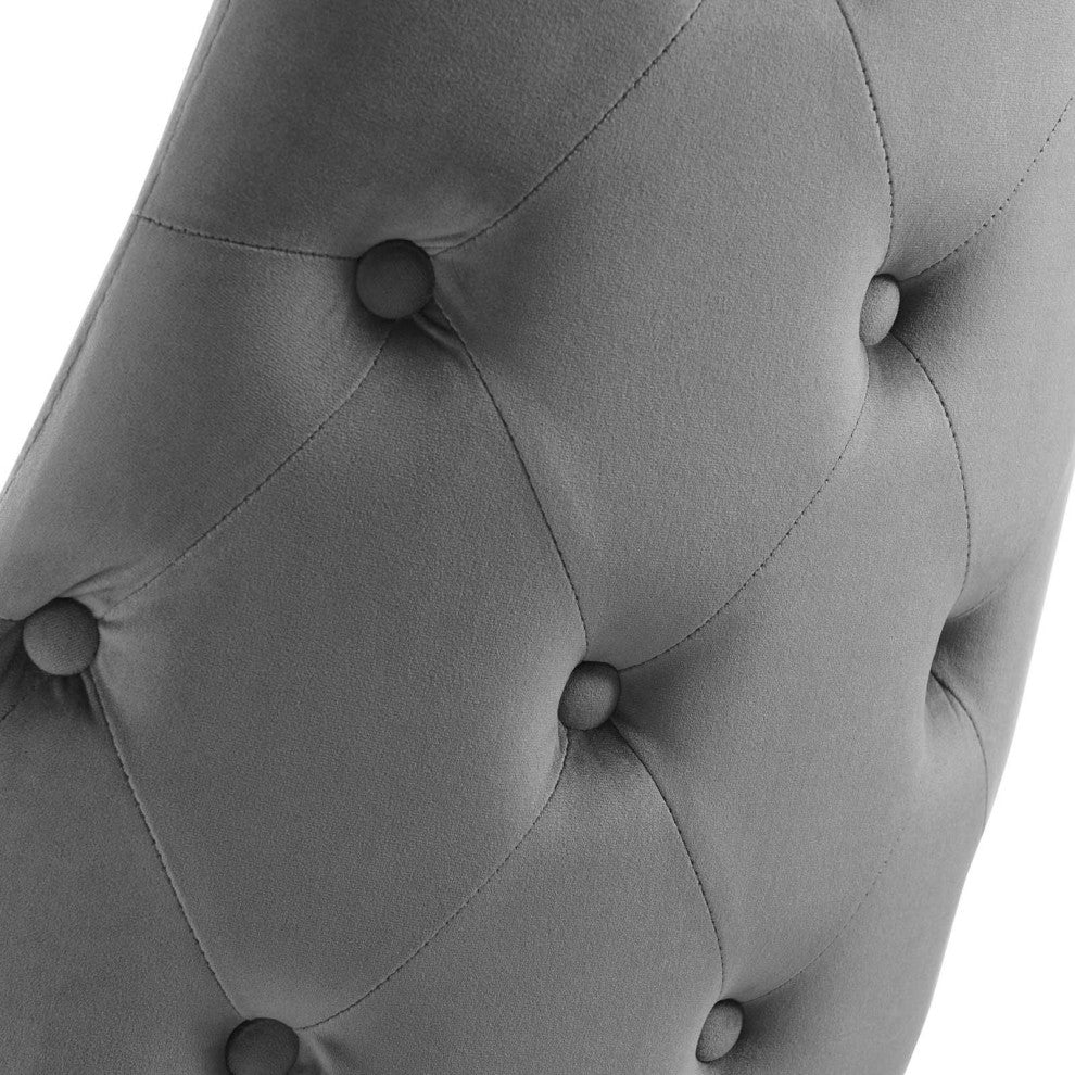Tufted Side Dining Chair, Velvet, Gray, Modern, Cafe Bistro Restaurant