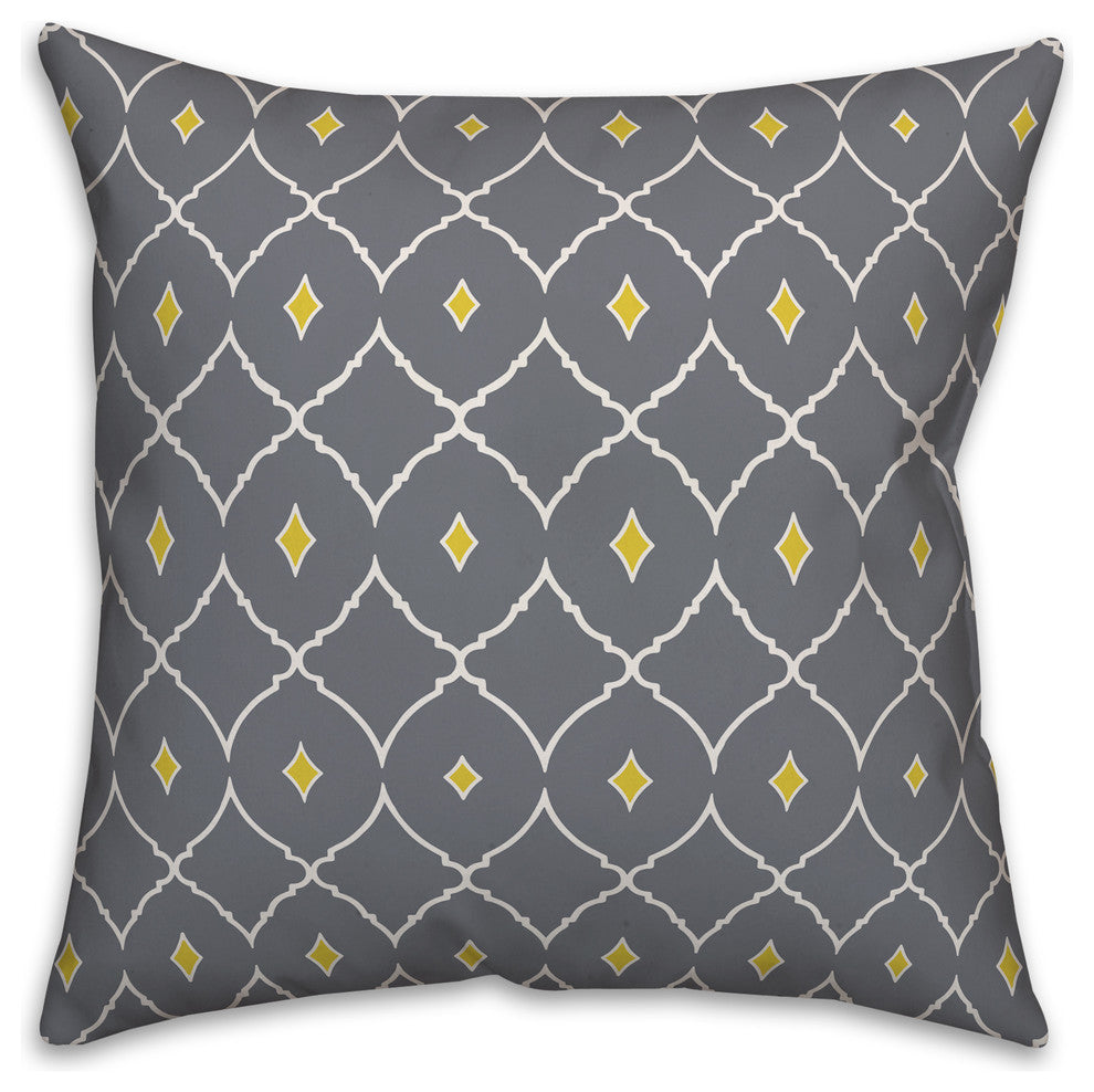 Gray and Yellow Diamond 16x16 Throw Pillow