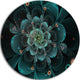 Full Bloom Fractal Flower In Blue, Flower Round Wall Art, 11"