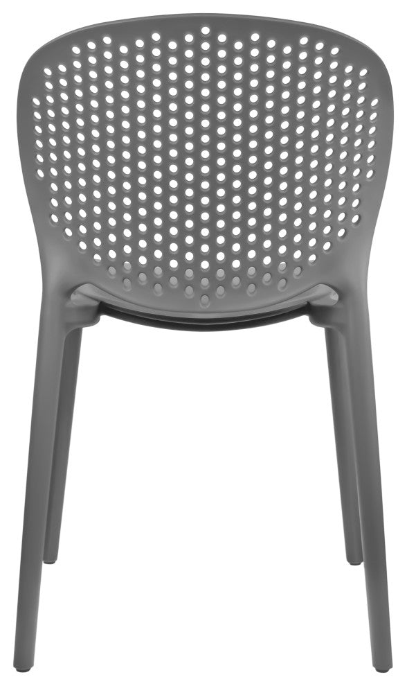 Stackable Plastic Armless Side Dining Chairs Fully Assembled Set of 2, Gray
